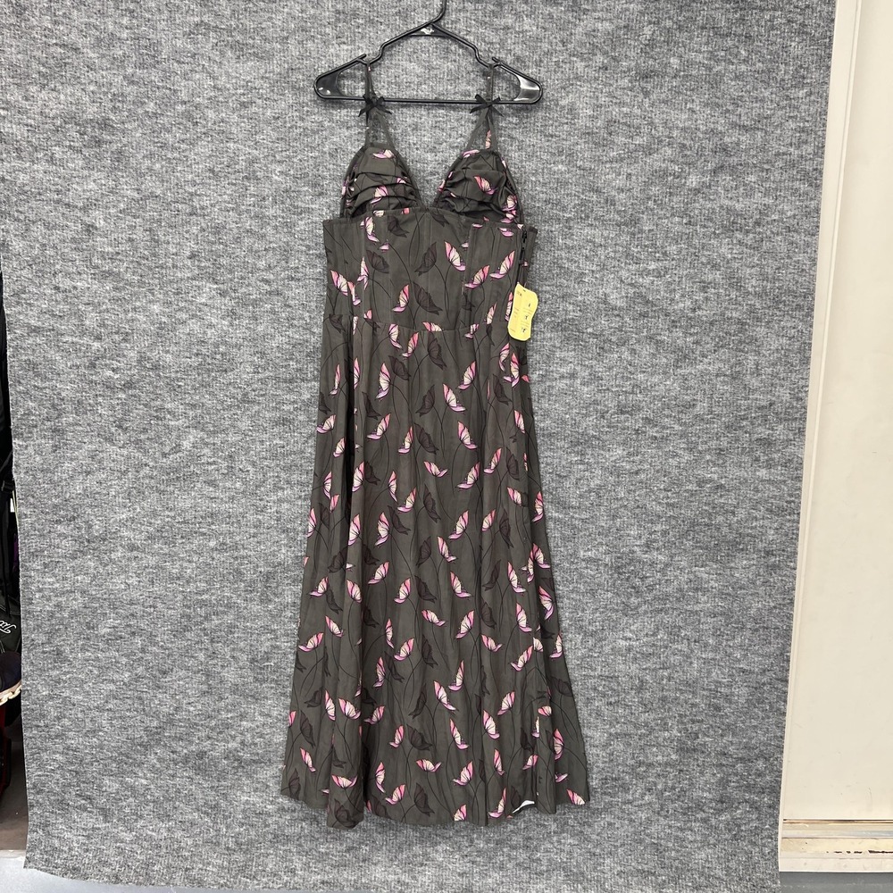 Corset‎ Story Dress Womens Small Black Pink Floral Corset Back Maxi Lined Boned